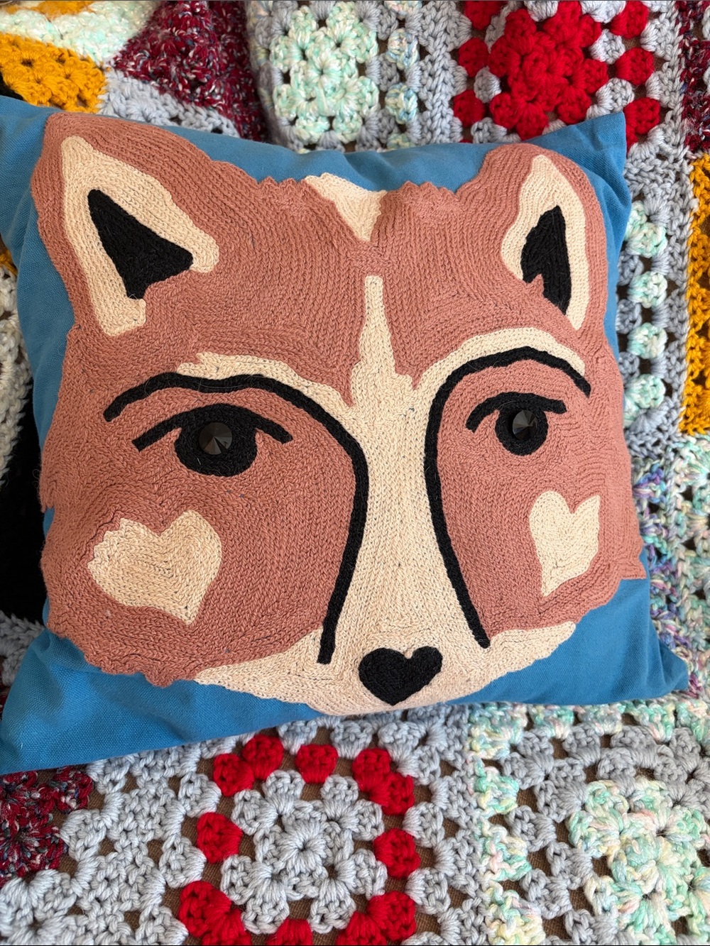 Rare Plum & Bow Urban Outfitters Fox Face Throw Pillow Boho Woodland Cottagecore